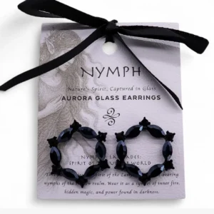 Jet Black vintage glasörhängen i ringform - produktbild 5
