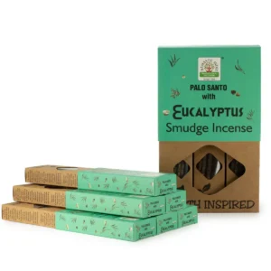 Förpackning och rökelsestickor med eukalyptusdoft från Earth Inspired