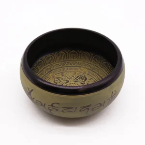 Jordpulverklangskål med Mantra Fem Buddha, 16 cm - produktbild 2
