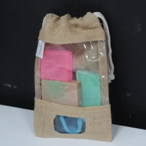 Jutepåse med fönster 25x16 cm och ficka - produktbild 2