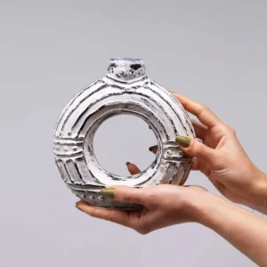 Keramikvas rund donutformad 18 cm i krämvit - produktbild 3