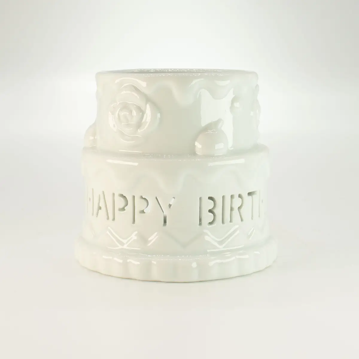 Keramisk doftolje- och vaxbrännare Happy Birthday i vitt - produktbild 5