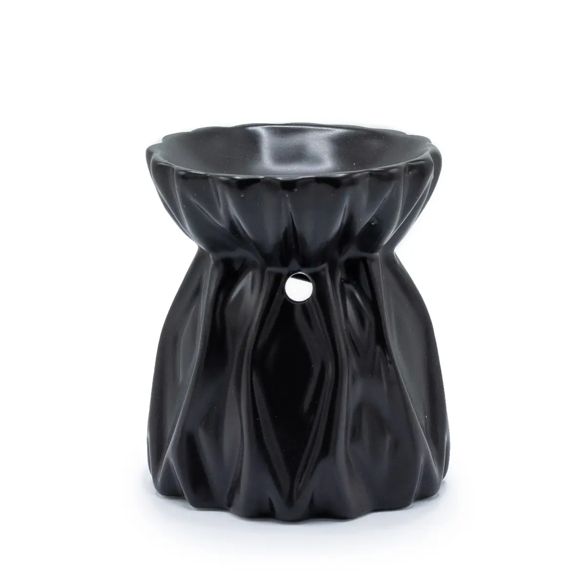 Svart keramisk oljebrännare med geometrisk design