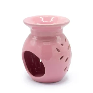 Keramisk oljebrännare med blomsterdesign i rosa - produktbild 2