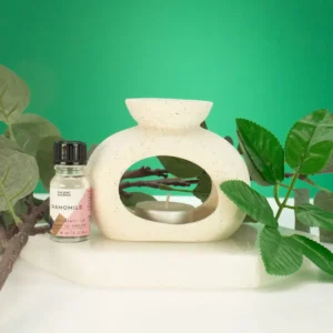 Keramisk Zen-oljebrännare Oval Pebble i fläckig off-white - produktbild 2