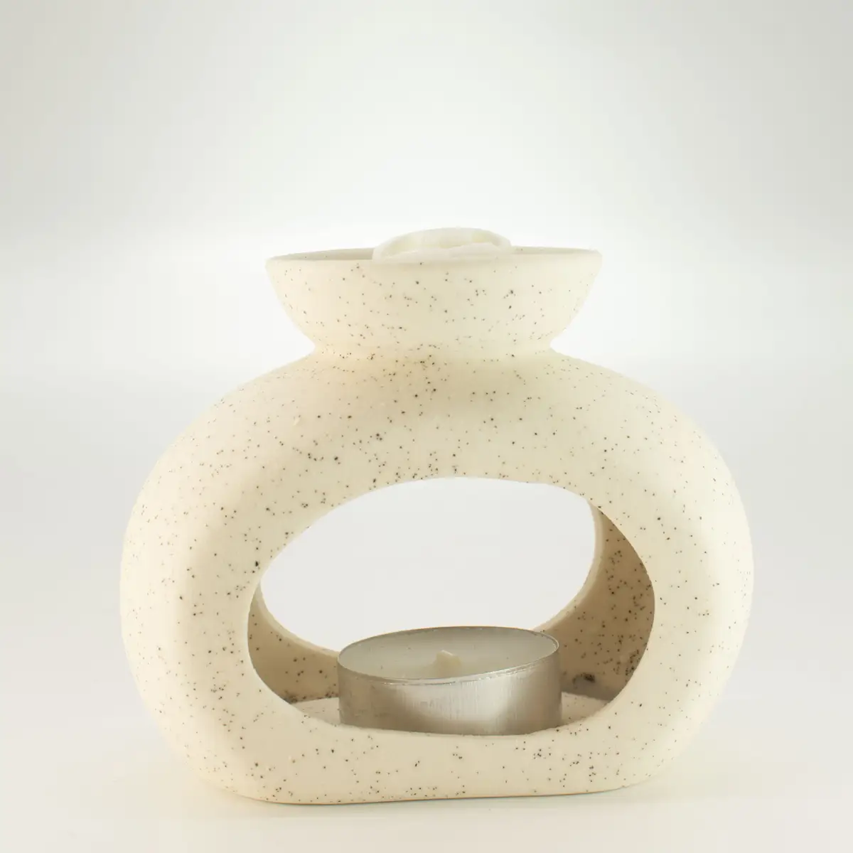 Keramisk Zen-oljebrännare Oval Pebble i fläckig off-white - produktbild 3