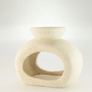 Keramisk Zen-oljebrännare Oval Pebble i fläckig off-white - produktbild 4