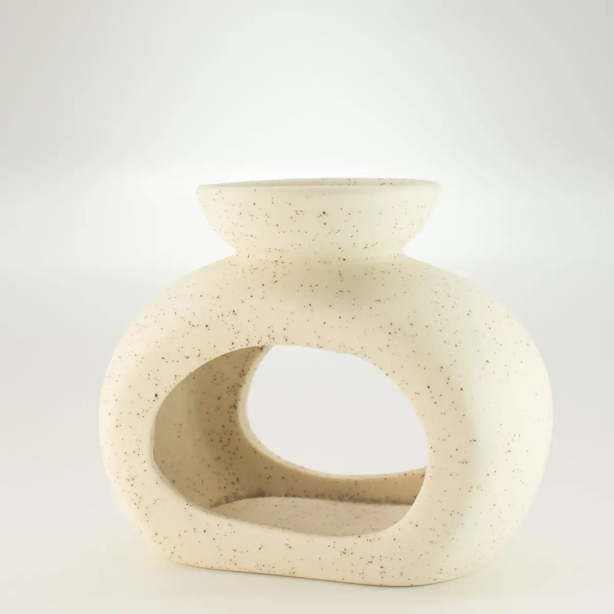 Keramisk Zen-oljebrännare Oval Pebble i fläckig off-white - produktbild 4