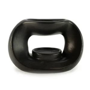 Keramisk Zen-oljebrännare Oval Pebble i matt svart med oval form och öppet mittparti