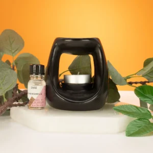 Keramisk Zen-oljebrännare Oval Pebble matt svart - produktbild 2
