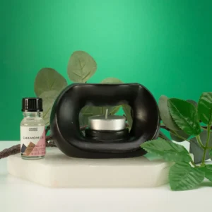 Keramisk Zen-oljebrännare Oval Pebble matt svart - produktbild 2