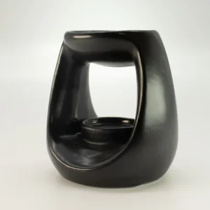 Keramisk Zen-oljebrännare Oval Pebble matt svart - produktbild 3