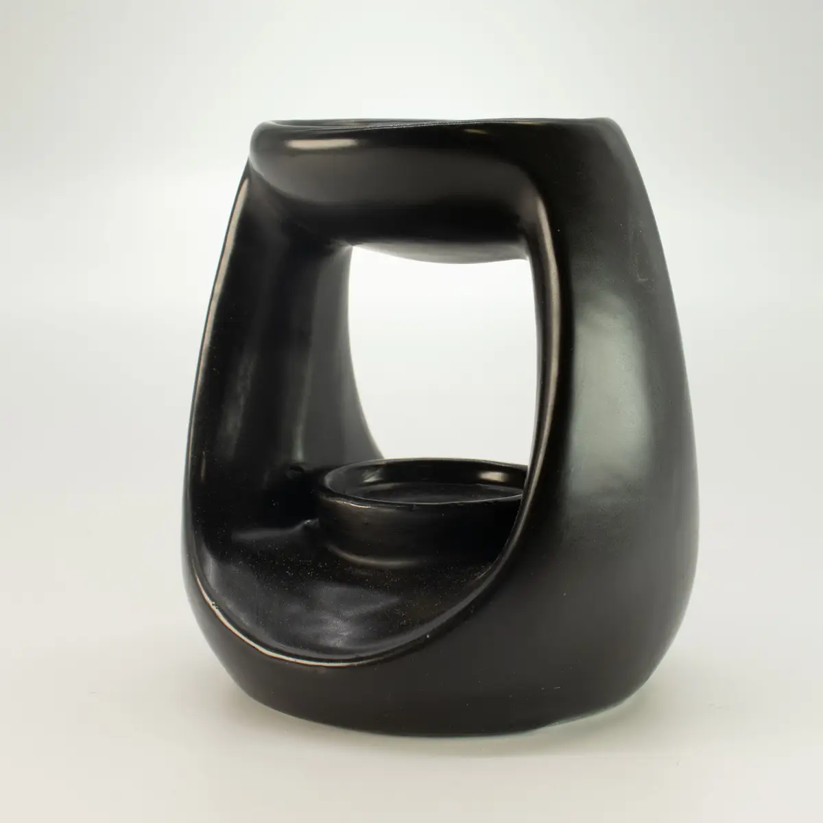 Keramisk Zen-oljebrännare Oval Pebble matt svart - produktbild 3