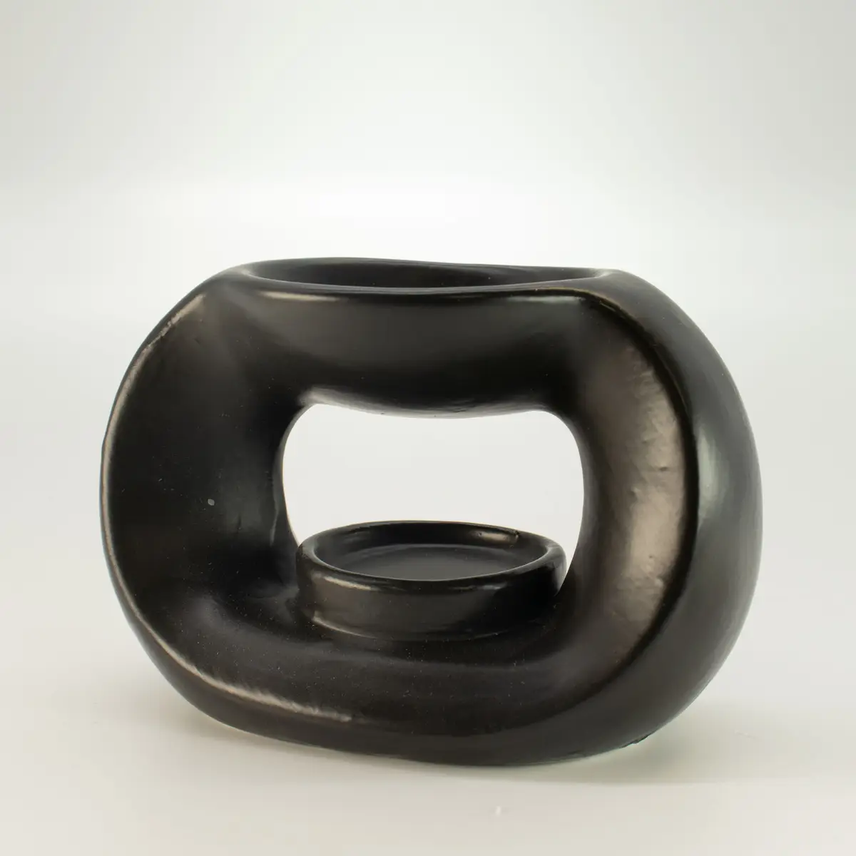 Keramisk Zen-oljebrännare Oval Pebble matt svart - produktbild 3