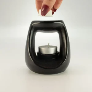 Keramisk Zen-oljebrännare Oval Pebble matt svart - produktbild 4