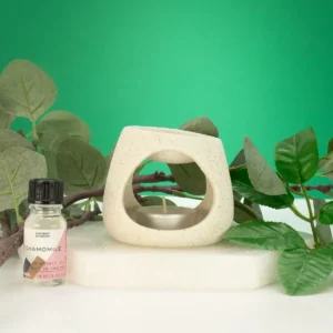 Keramisk Zen-oljebrännare Rund Kiselsten i Fläckig Offwhite - produktbild 2
