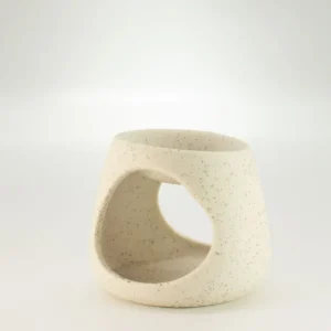 Keramisk Zen-oljebrännare Rund Kiselsten i Fläckig Offwhite - produktbild 3