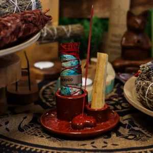 Keramiskt hållare för Palo Santo-stickor och rökelse med hjärtdetalj - produktbild 7