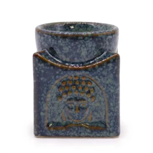 Blå klassisk Buddha aromalampa med dekorativ glasyr