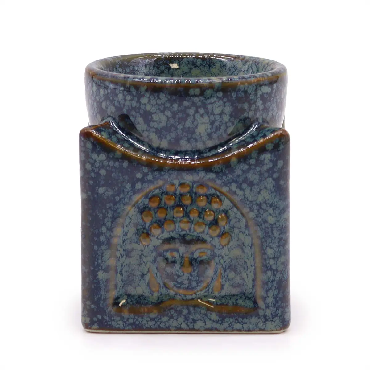 Blå klassisk Buddha aromalampa med dekorativ glasyr