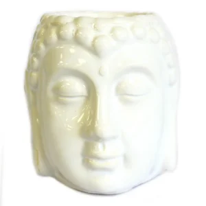 Vit klassisk Buddha-oljebrännare i form av ett Buddhaansikte
