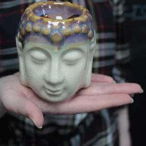 Klassisk Buddha-oljebrännarhållare i elfenben och mint - produktbild 3