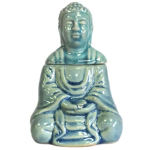 Blå klassisk Buddha oljelampa i keramik med glansig yta