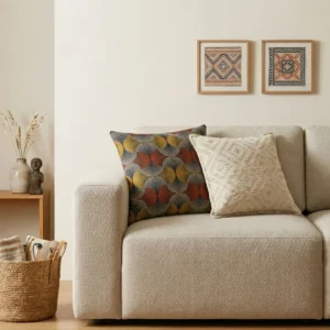 Klassiskt kuddfodral med neutralt geometriskt mönster creme 45x45 cm - produktbild 2