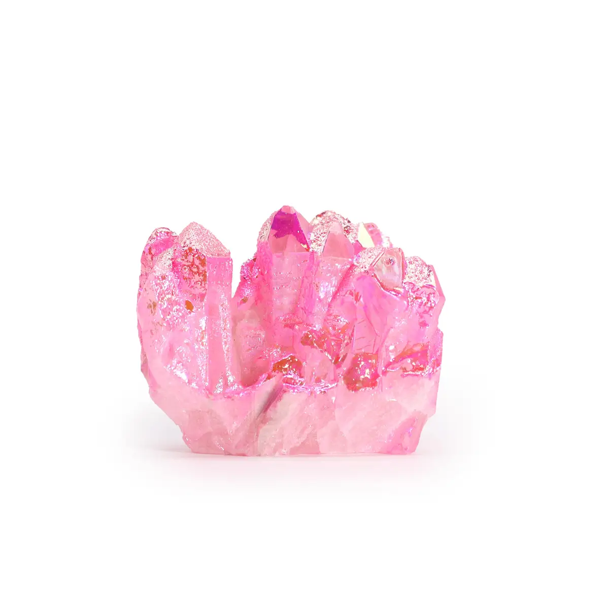 Rosa konstgjord kvarts Aura Rose Halo kristall med glittrande yta