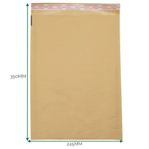 Vadderat kraftkuvert i brunt papper med självhäftande remsa och måtten 245x350 mm