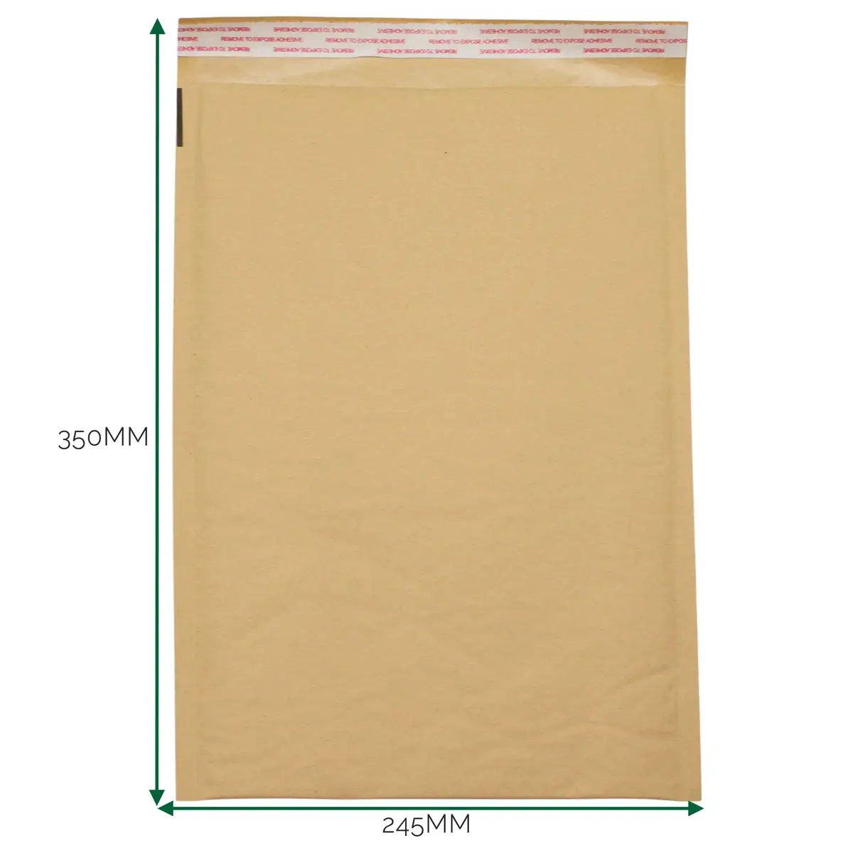 Vadderat kraftkuvert i brunt papper med självhäftande remsa och måtten 245x350 mm