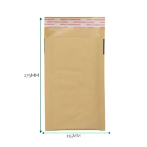 Vadderat kraftkuvert i kraftpapper med självhäftande remsa och måtten 115x175 mm