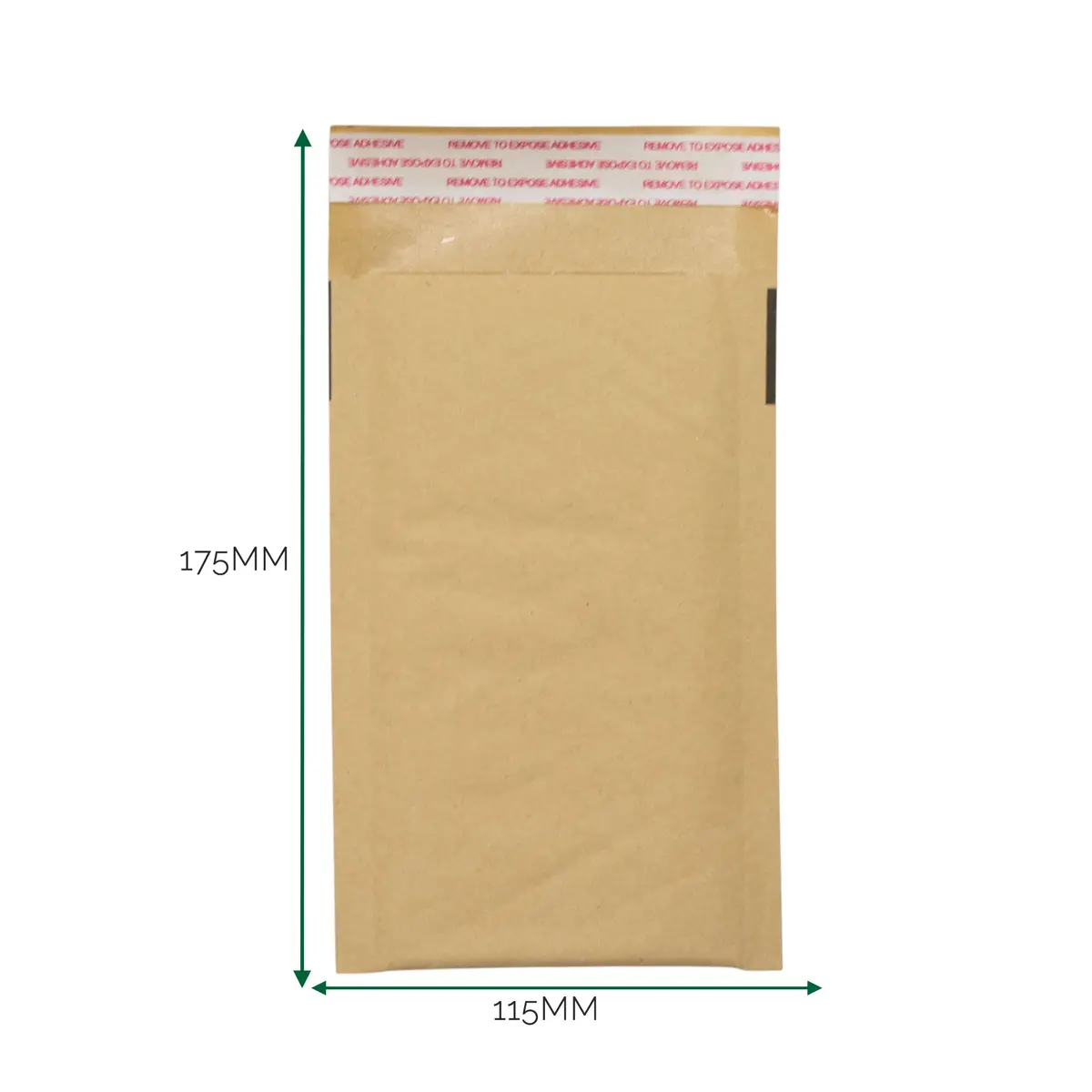 Vadderat kraftkuvert i kraftpapper med självhäftande remsa och måtten 115x175 mm