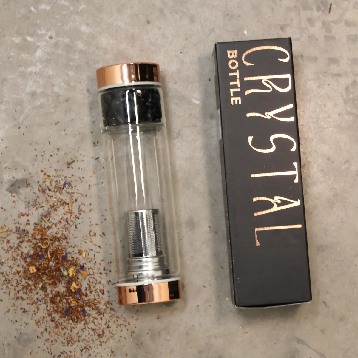 Kristallglasflaska med tesil och ametiststenar - produktbild 6