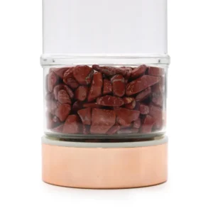 Kristallglasflaska med tesil och röda jaspisstenar, roséguld - produktbild 2