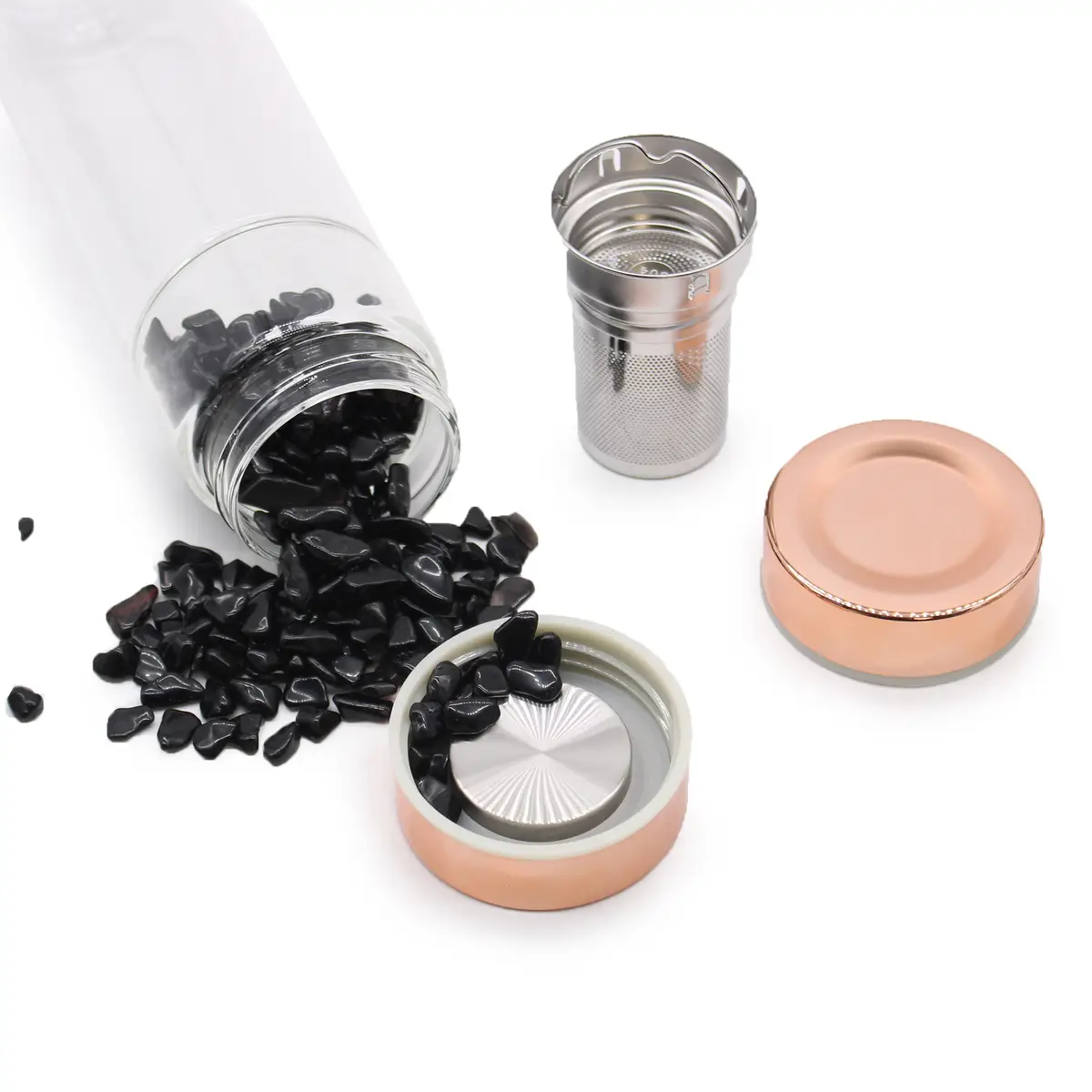 Kristallglasflaska med tesil och rosenkvarts - produktbild 6
