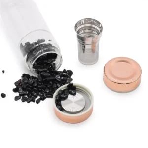 Kristallglasflaska med tesil och svart onyx-stenar - produktbild 6