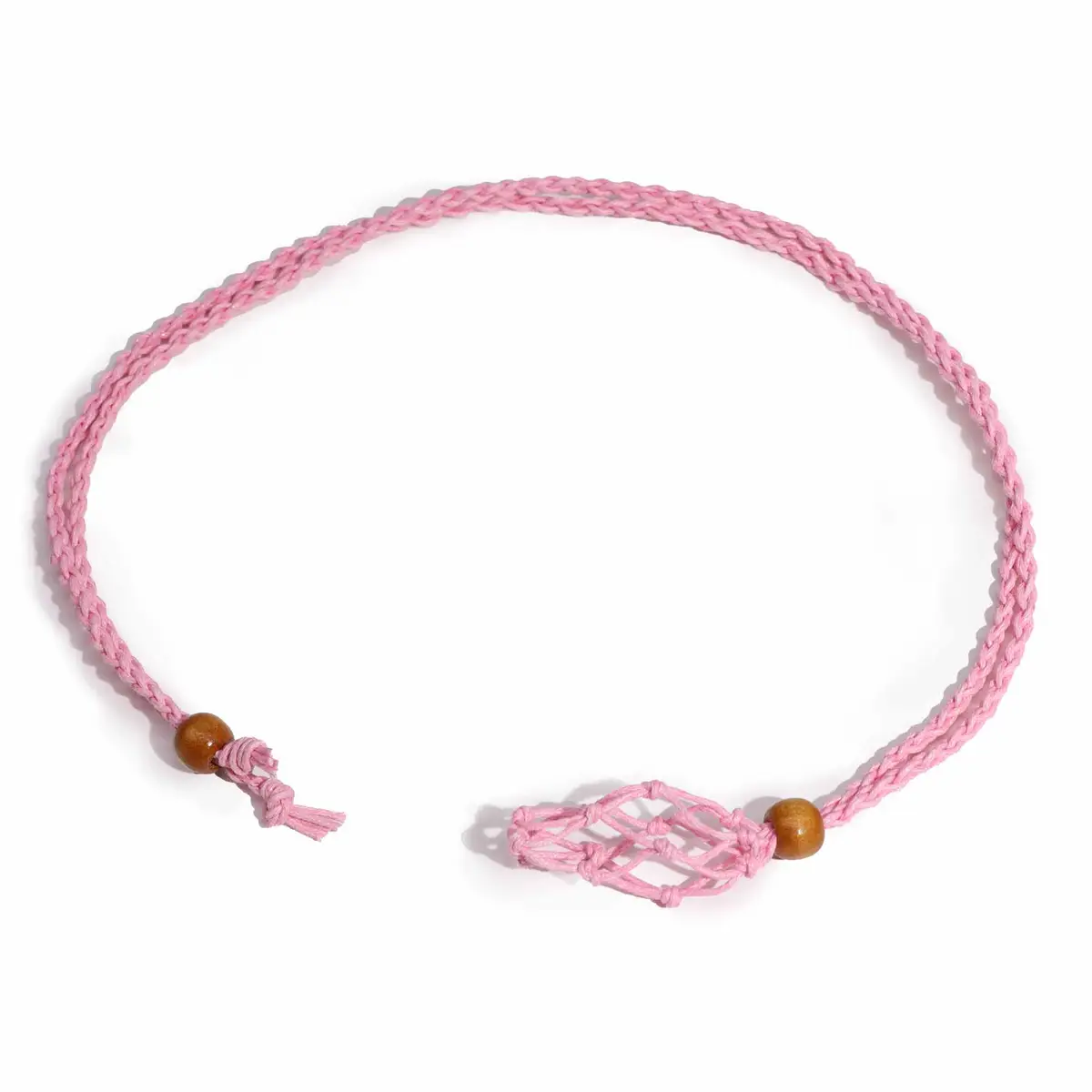 Kristallhalsband med rosa ädelstensband 45 cm - produktbild 2