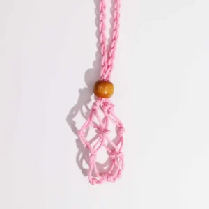 Kristallhalsband med rosa ädelstensband 45 cm - produktbild 3