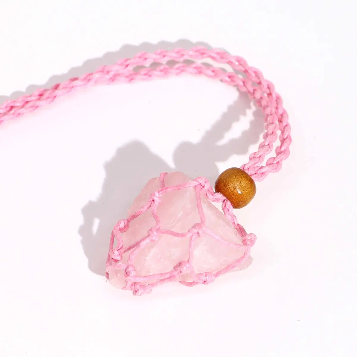 Kristallhalsband med rosa ädelstensband 45 cm - produktbild 4