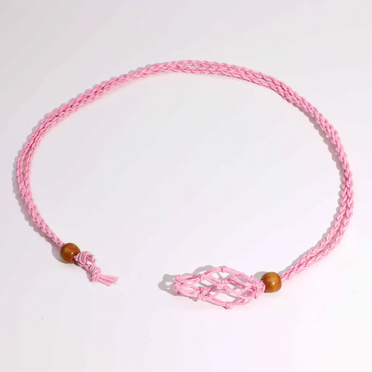 Kristallhalsband med rosa ädelstensband 45 cm - produktbild 5