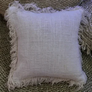 Kudde i linne med fransar 60 x 60 cm - produktbild 2