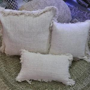 Kuddfodral i linne 30x50 cm med fransar - produktbild 3