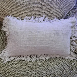 Kuddfodral i linne 30x50 cm med fransar - produktbild 4