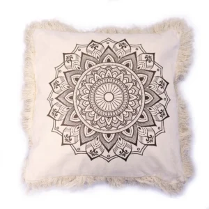 Kuddfodral med lotusmandala 60x60 cm i brons - produktbild 4