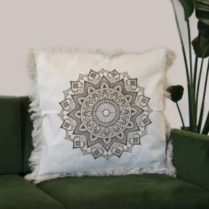 Kuddfodral med lotusmandala 60x60 cm i brons - produktbild 5