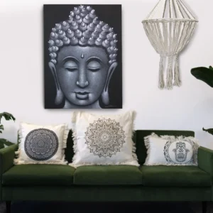 Kuddfodral med lotusmandala 60x60 cm i brons - produktbild 6