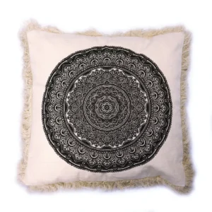 Kuddfodral med traditionellt mandalamönster 45x45 cm svart - produktbild 2