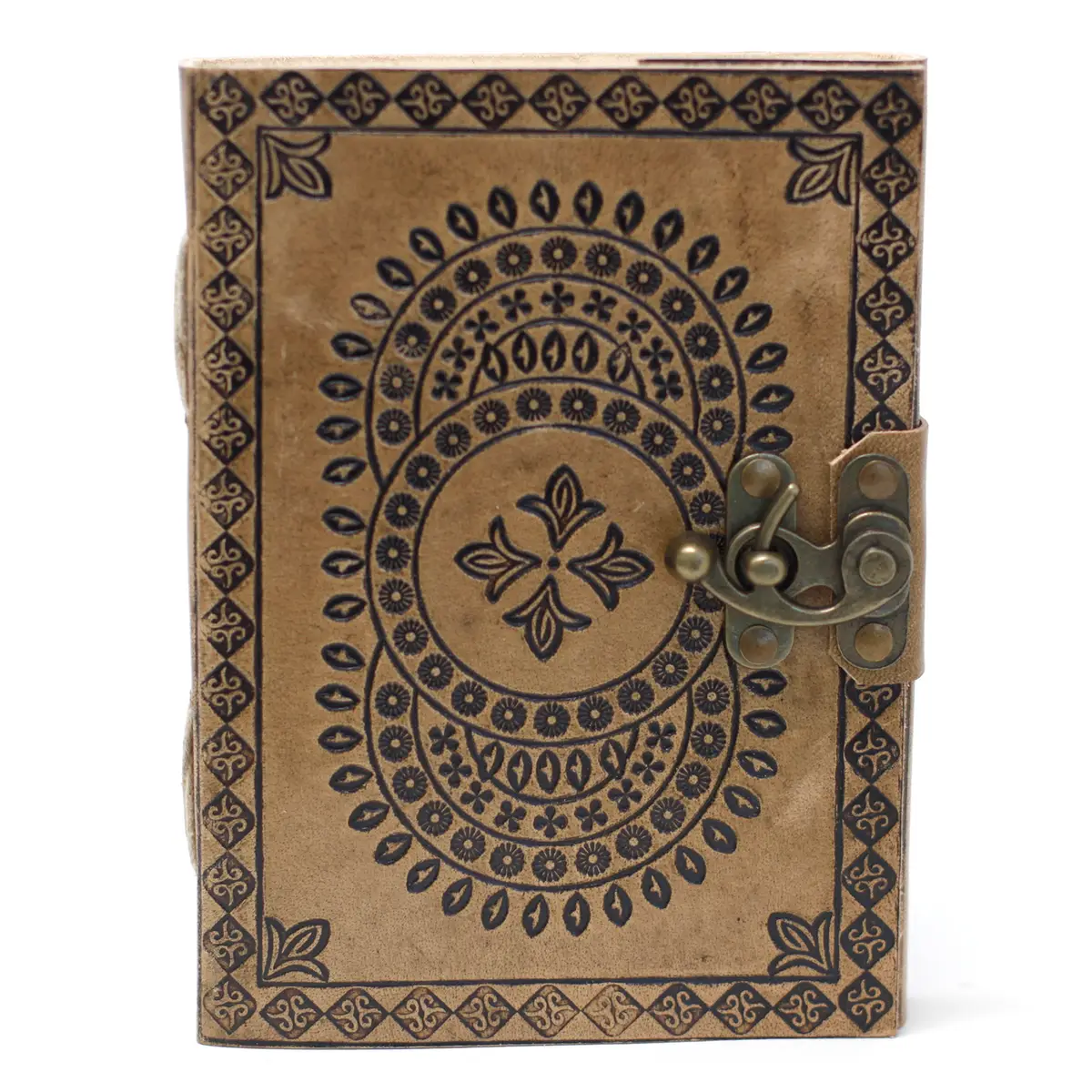 Läderanteckningsbok med blå mandala och spänne 18x13 cm - produktbild 6
