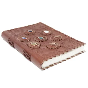 Läderanteckningsbok med chakra-stenar 22,5x15 cm - produktbild 3